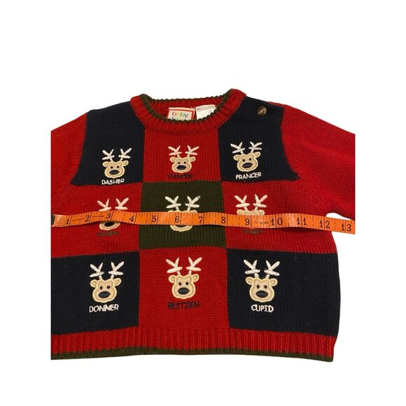 Baby Togs Reindeer Holiday Sweater Red Green Blue Knit Christmas Infant 6 9 Mo - Picture 8 of 10